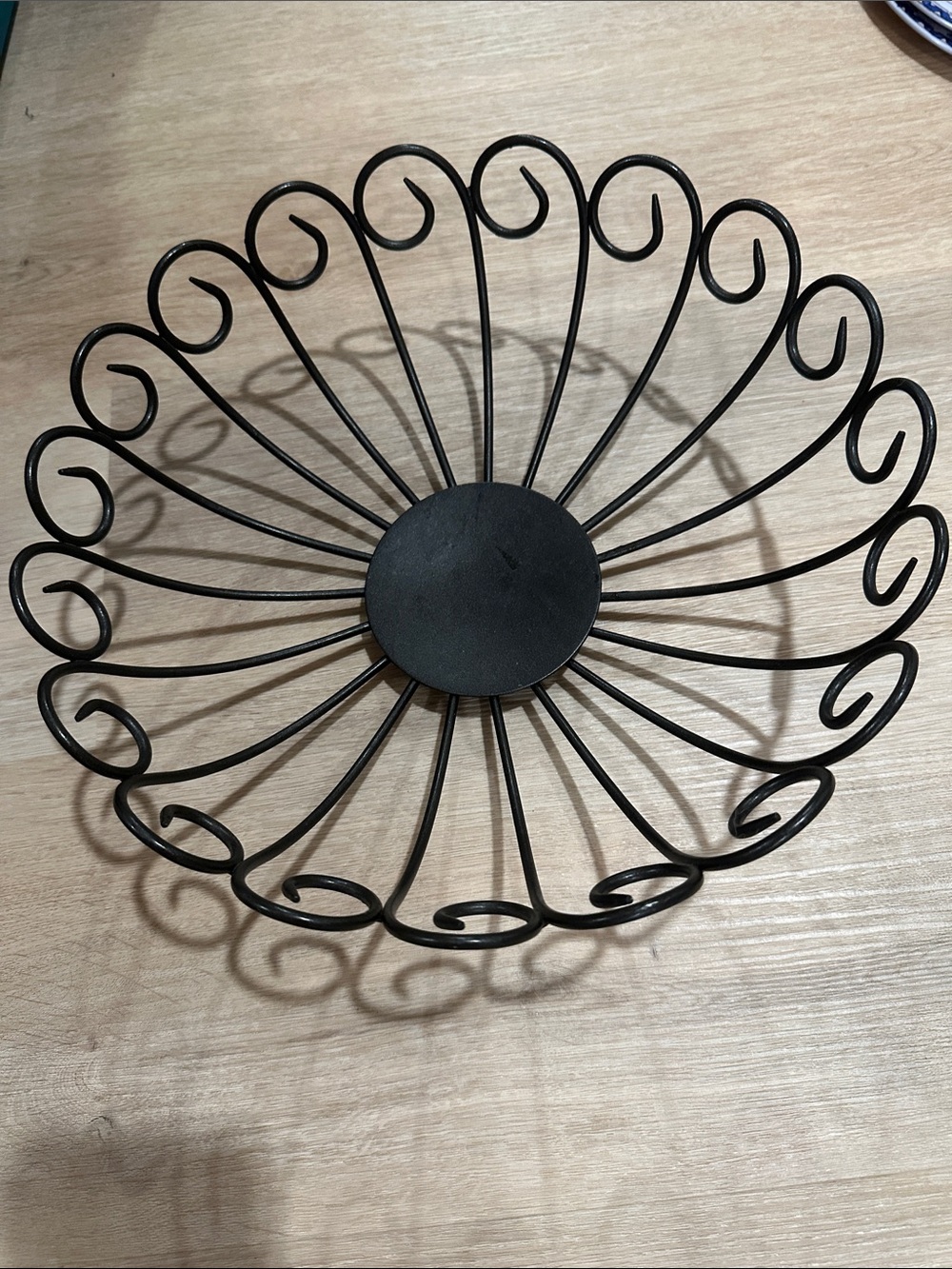 Black Metal Fruit Bowl metal iron sturdy design foot large 12” diameter